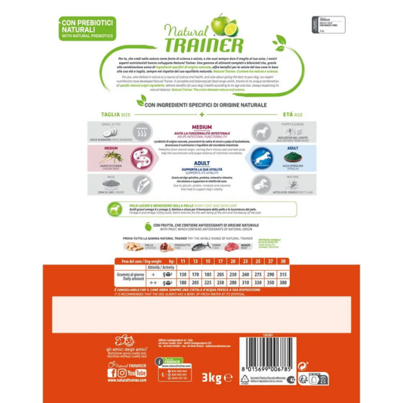 Cane - Natural Trainer Medium 3kg Manzo&Riso