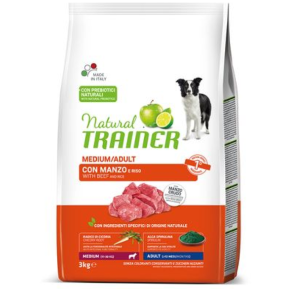 Cane - Natural Trainer Medium 3kg Manzo&Riso