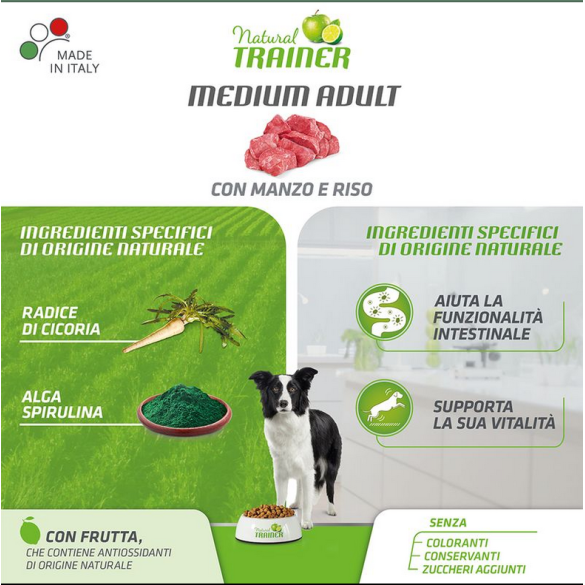 Cane - Natural Trainer Medium 3kg Manzo&Riso