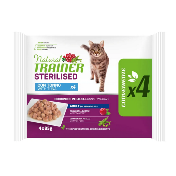 Gatto - Natural Trainer Flowpack Sterilised Tonno 4x85gr