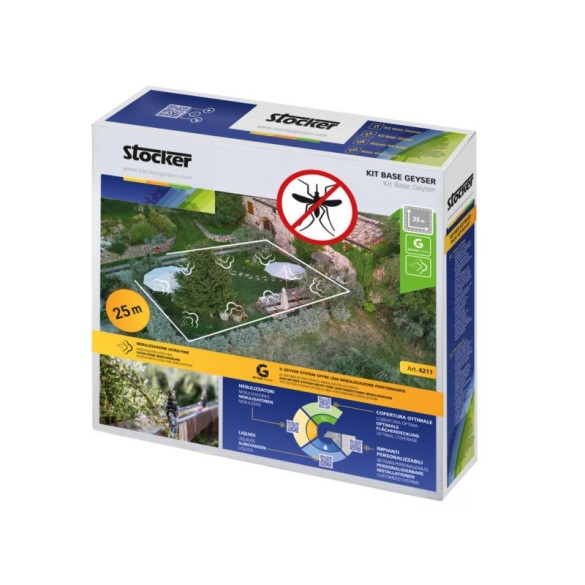 Kit Nebulizzatore Geyser 12L + Tubo da 25mt + Disabituante zanzare Florifens 1lt e Zanzaricida Etokraft Stocker