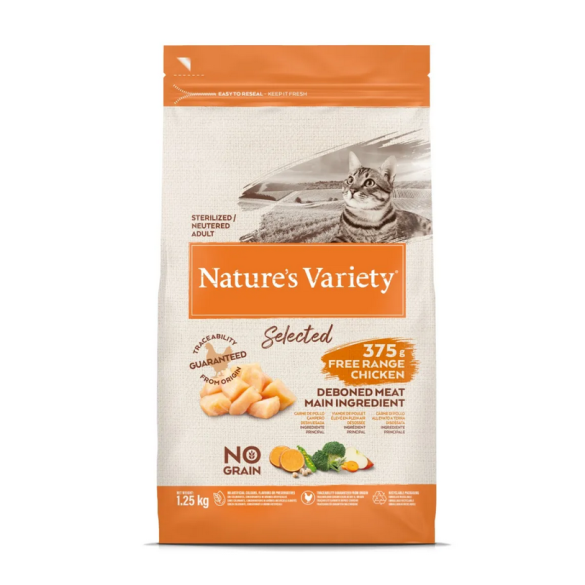 Gatto - Nature's Variety Selected 1.25Kg Adult Sterilized Pollo