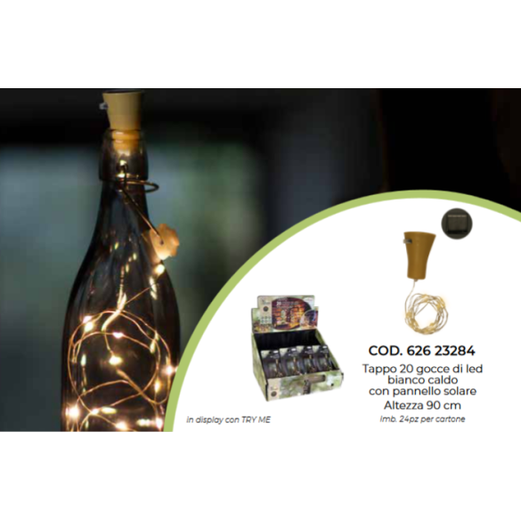 Tappo 20 gocce led con Pannello Solare GIOCOPLAST