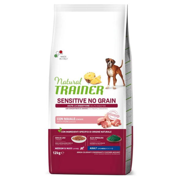 Cane - Natural Trainer Sensitive Adult 12Kg M/M Maiale No Grain