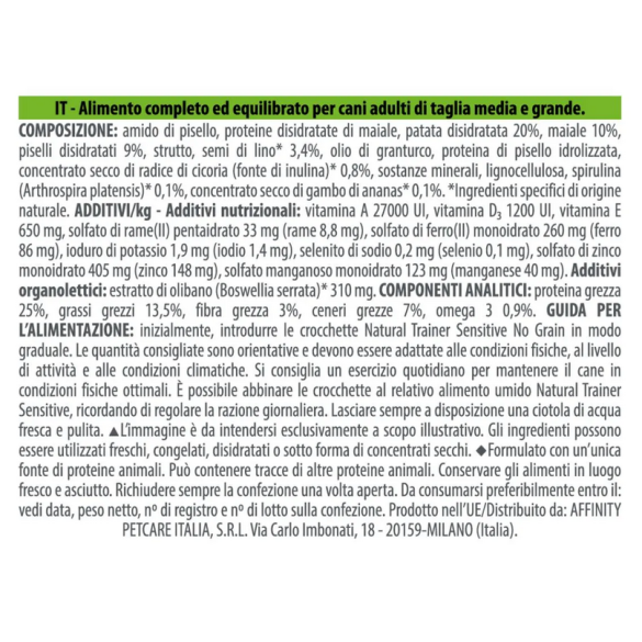 Cane - Natural Trainer Sensitive Adult 12Kg M/M Maiale No Grain