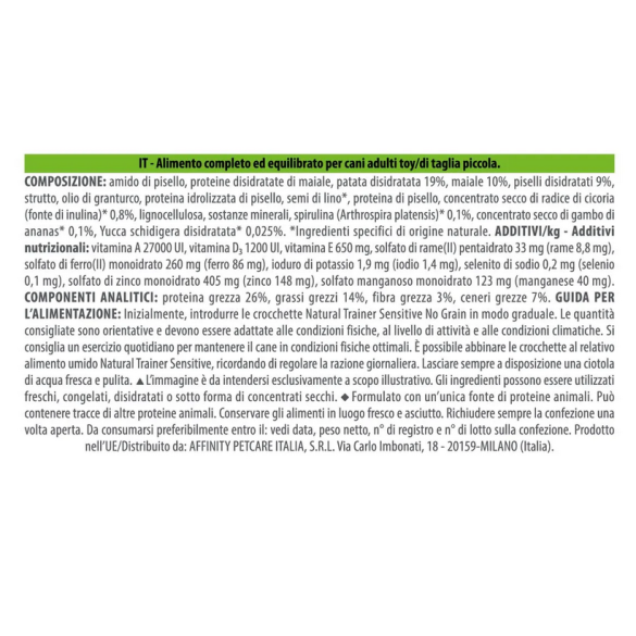 Cane - Natural Trainer Sensitive Adult Mini 2Kg Maiale No Grain