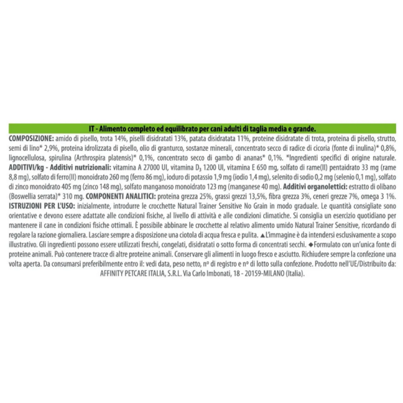 Cane - Natural Trainer Sensitive Adult 3Kg M/M Trota No Grain