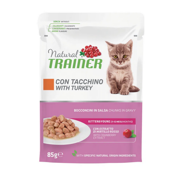 Gatto - Natural Trainer Busta 85gr Kitten&Young Tacchino&Young