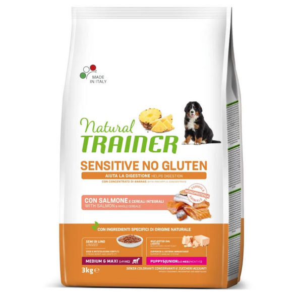 Cane - Natural Trainer Sensitive Puppy&Junior 3Kg M/M Salmone No Gluten