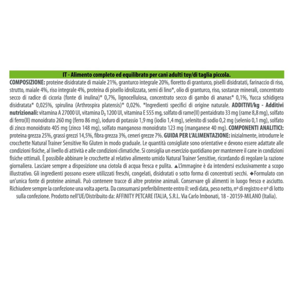 Cane - Natural Trainer Sensitive Adult Small&Toy 2Kg Maiale No Gluten