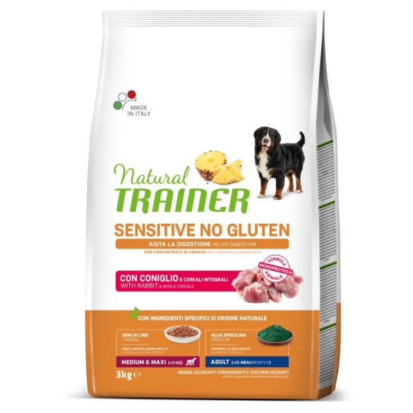 Cane - Natural Trainer Sensitive Adult Medium Maxi 3kg Coniglio No Gluten