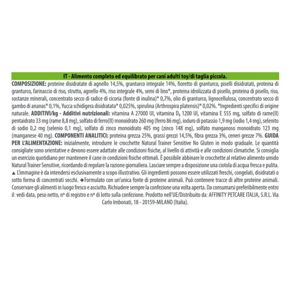 Cane - Natural Trainer Sensitive Adult Mini 2Kg Agnello No Gluten