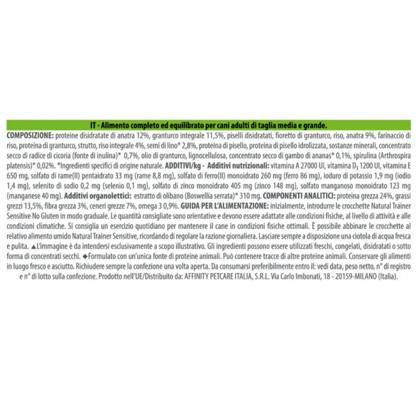 Cane - Natural Trainer Sensitive Adult Medium Maxi 3Kg Anatra No Gluten