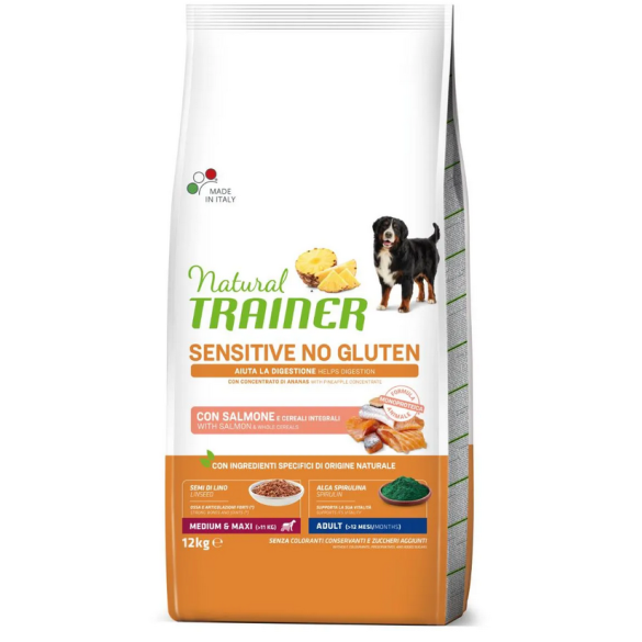 Cane - Natural Trainer Sensitive Adult Medium Maxi 12Kg Salmone No Gluten