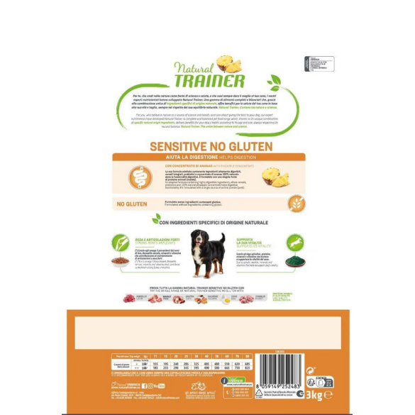 Cane - Natural Trainer Sensitive Adult Medium Maxi 3Kg Maiale No Gluten