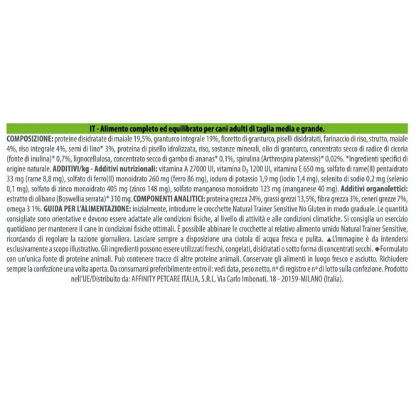 Cane - Natural Trainer Sensitive Adult Medium Maxi 3Kg Maiale No Gluten