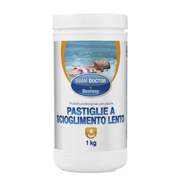 Cloro 90% In Pastiglie 20 gr Tricloro Lento Pulizia Acqua Piscina 1 Kg BESTWAY