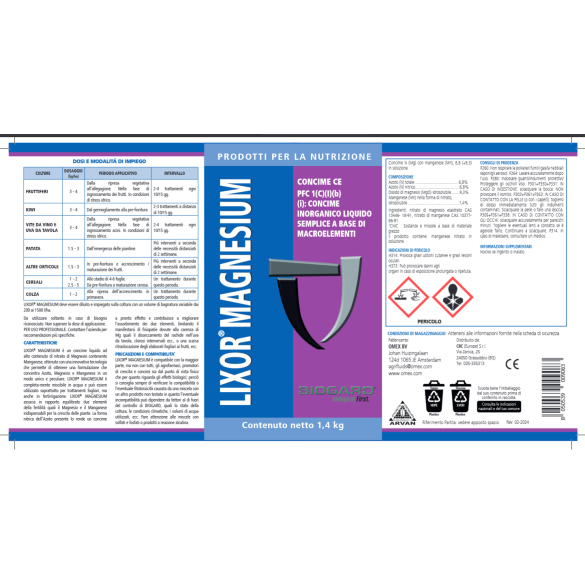 Biogard Lixor Magnesium 1,4kg Concime Liquido a Base di Magnesio