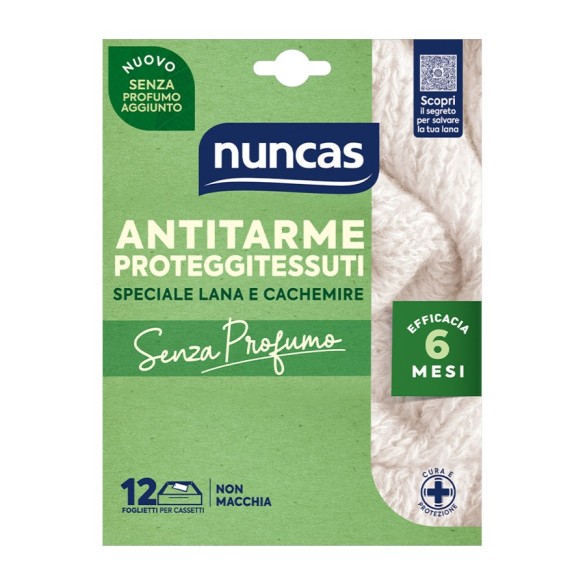 Antitarme 12 Foglietti Senza Profumo Nuncas