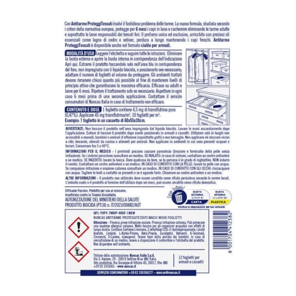 Antitarme 12 Foglietti Magic Wood Nuncas