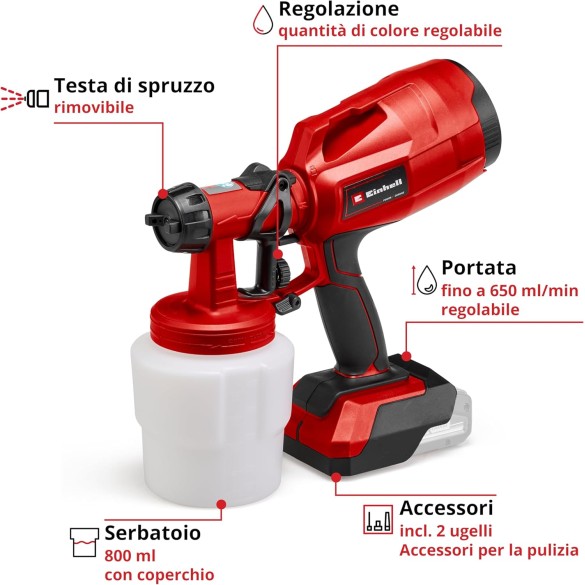 Sistema Verniciatura a spruzzo TC-SY 18/60 Li-Solo Power X-Change Li-Ion, 18 V Einhell