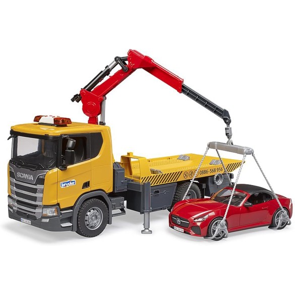 Camion Scania Carroattrezzi + Auto BRUDER