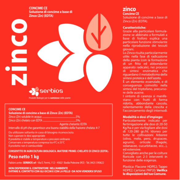 Concime Zinco 1kg Serbios