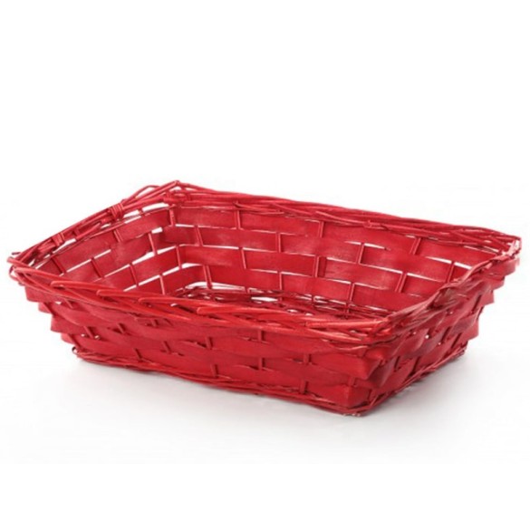 Cestino natalizio Rettangolare in Vimini Bianco/Rosso Senza Manici per Confezioni Regalo da 50 cm DUESSE CHRISTMAS