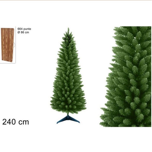 Albero di Natale Verde Slim cm 240 Abete Artificiale Apertura ad Ombrello DUE ESSE CHRISTMAS