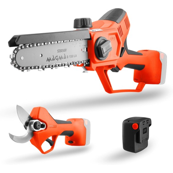 Kit Potatura Professionale Forbice + Motosega +  Batteria 2.6Ah STOCKER