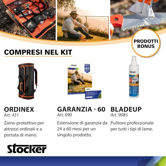 Kit Potatura Professionale Forbice + Motosega +  Batteria 2.6Ah STOCKER