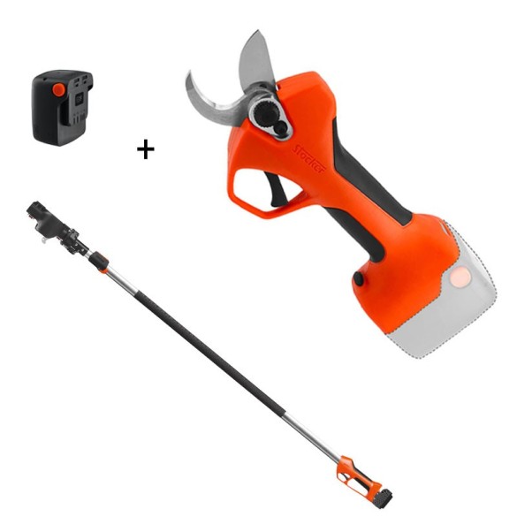 Kit Potatura Forbice Elettrica a Batteria 21V con Asta Telescopica 3,5m STOCKER