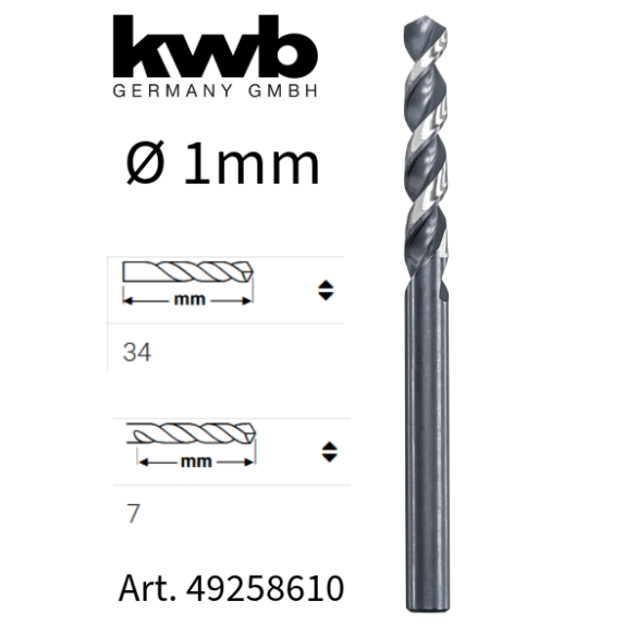 Punta Per Foratura Metallo In Acciaio HSS-M2 1mm KWB