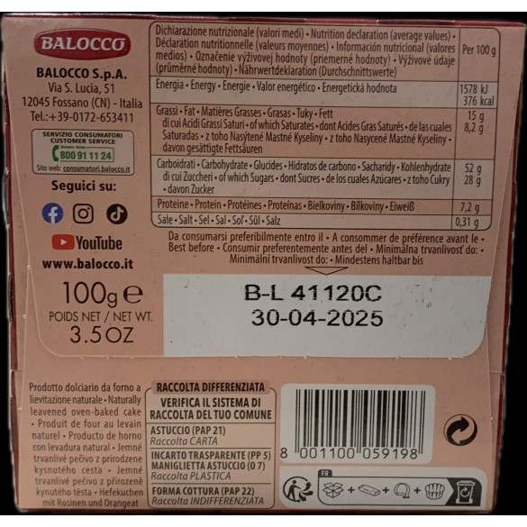 Mini Panettone 100 gr Balocco