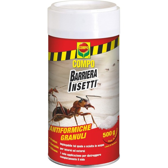 Antiformiche Granuli Barriera Insetti, Esca per Formiche, Utilizzabile all'Interno e all'Esterno, 500 Grammi COMPO