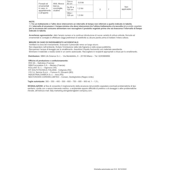 SANIUM Insetticida Sistemico Orticole e Fiori 800 ml