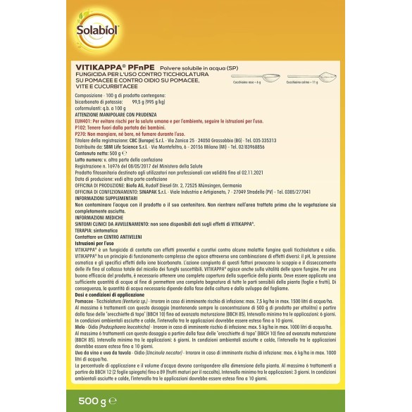 Vitikappa Fungicida Biologico 500gr Solabiol