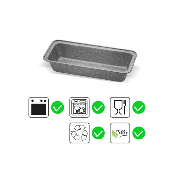 Stampo Plumcake Rettangolare In Alluminio, 33 x 14 x 6,8H cm, Antiaderente, Madame Bakeware Aeternum