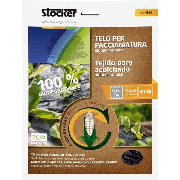 STOCKER Telo Per Pacciamatura Biodegradabile h0,8 x 100 m Nero