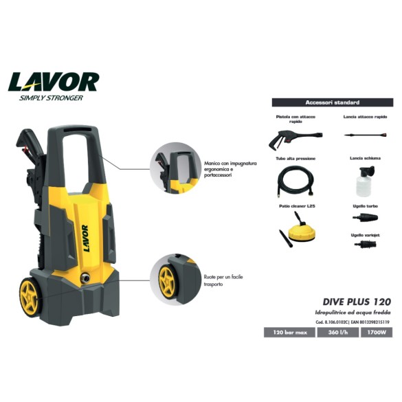 Idropulitrice Acqua Fredda Dive Plus 120 LAVORWASH