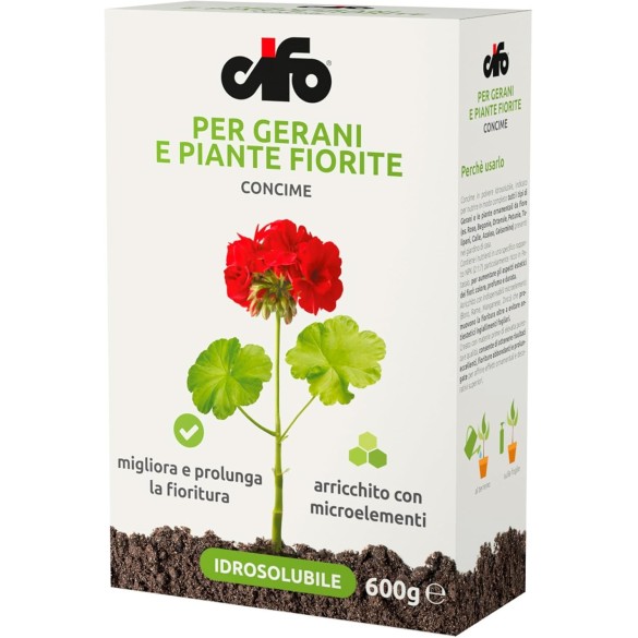 Concime Idrosolubile Per Gerani e Piante Fiorite 600g CIFO