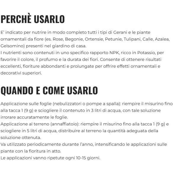 Concime Idrosolubile Per Gerani e Piante Fiorite 600g CIFO