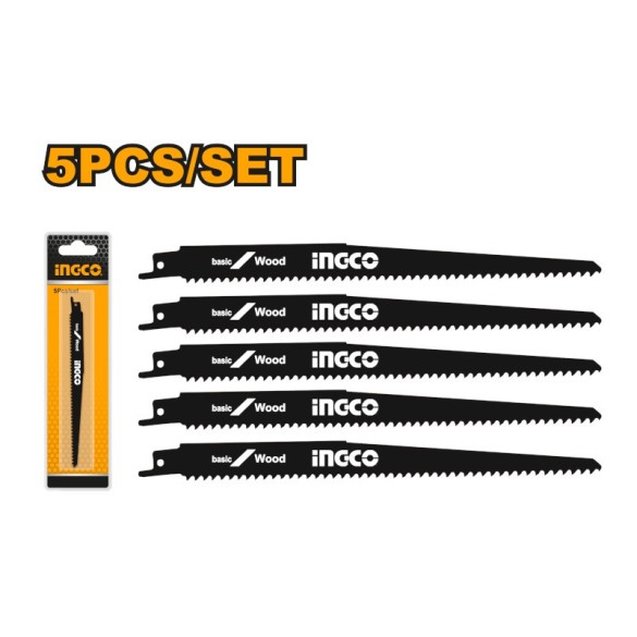 SET 5 Lame Ricambio Per Legno 6TPI Per Seghetto Gattuccio INGCO