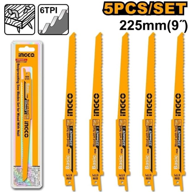 SET 5 Lame Ricambio Per Legno 6TPI...