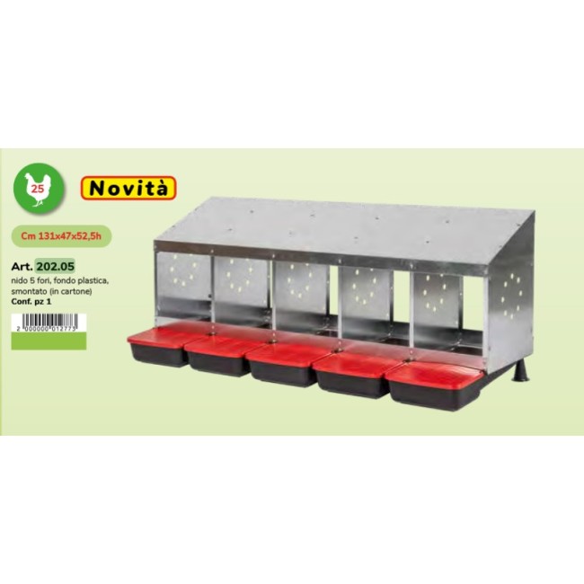 Nido 5 Fori Ovaiole Fondo Plastica...