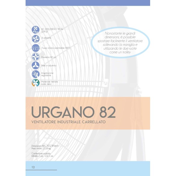 Ventilatore Industriale Carrellato Uragano 82 EV089 CFG