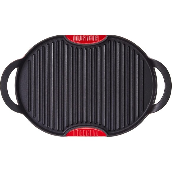 Griglia in Ghisa Ovale 36x26 cm con Vassoio in Legno Aeternum