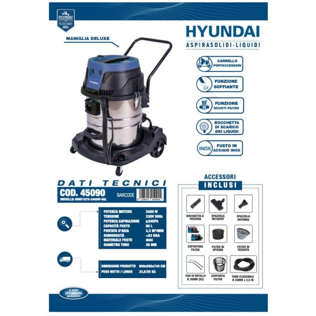 Bidone Aspiratutto 45090 2400W Doppio...