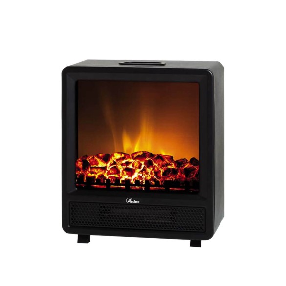 Camino Elettrico Effetto Legna Ardente CAMINO' SQUARE, Caminetto Elettrico Effetto Fiamma Regolabile e Termostato ARDES
