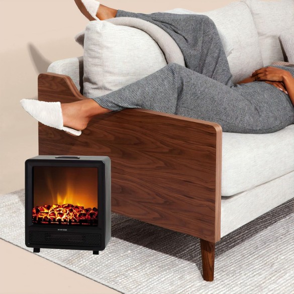 Camino Elettrico Effetto Legna Ardente CAMINO' SQUARE, Caminetto Elettrico Effetto Fiamma Regolabile e Termostato ARDES